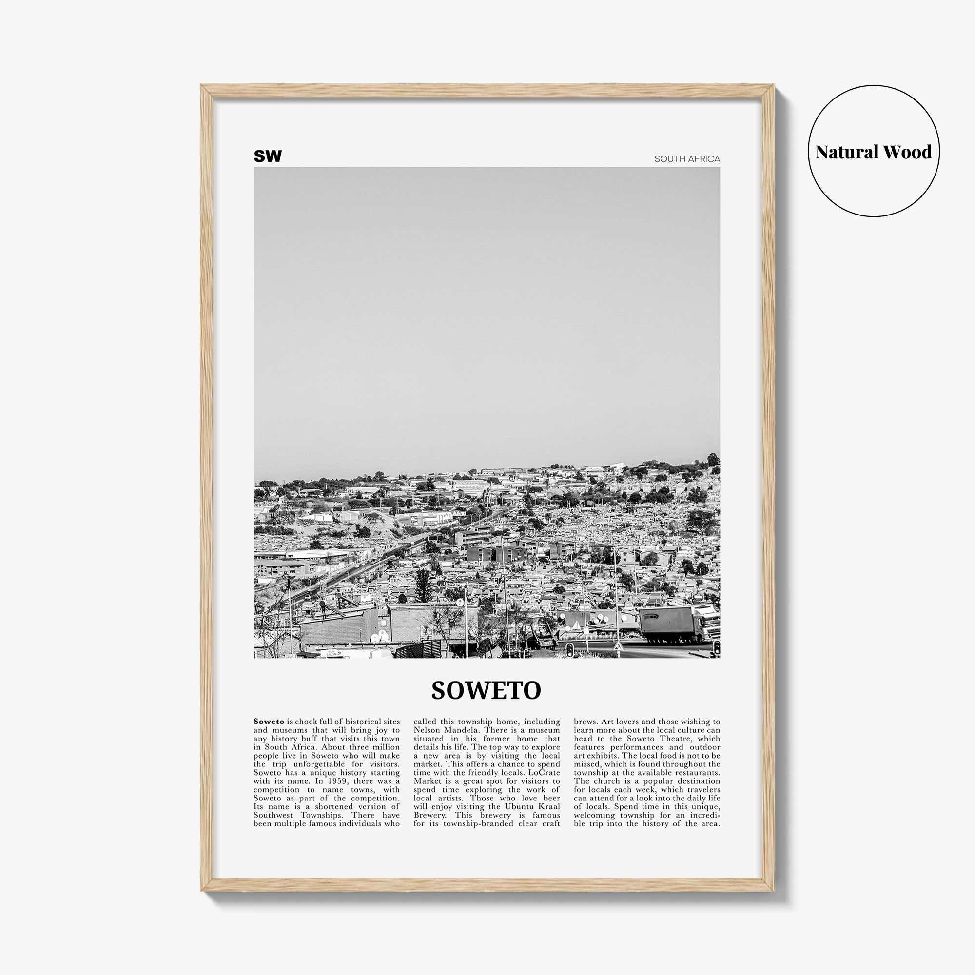 Soweto Print Black and White, Soweto Wall Art, Soweto Poster, Soweto Photo, Soweto Wall Décor, Soweto Map, South Africa