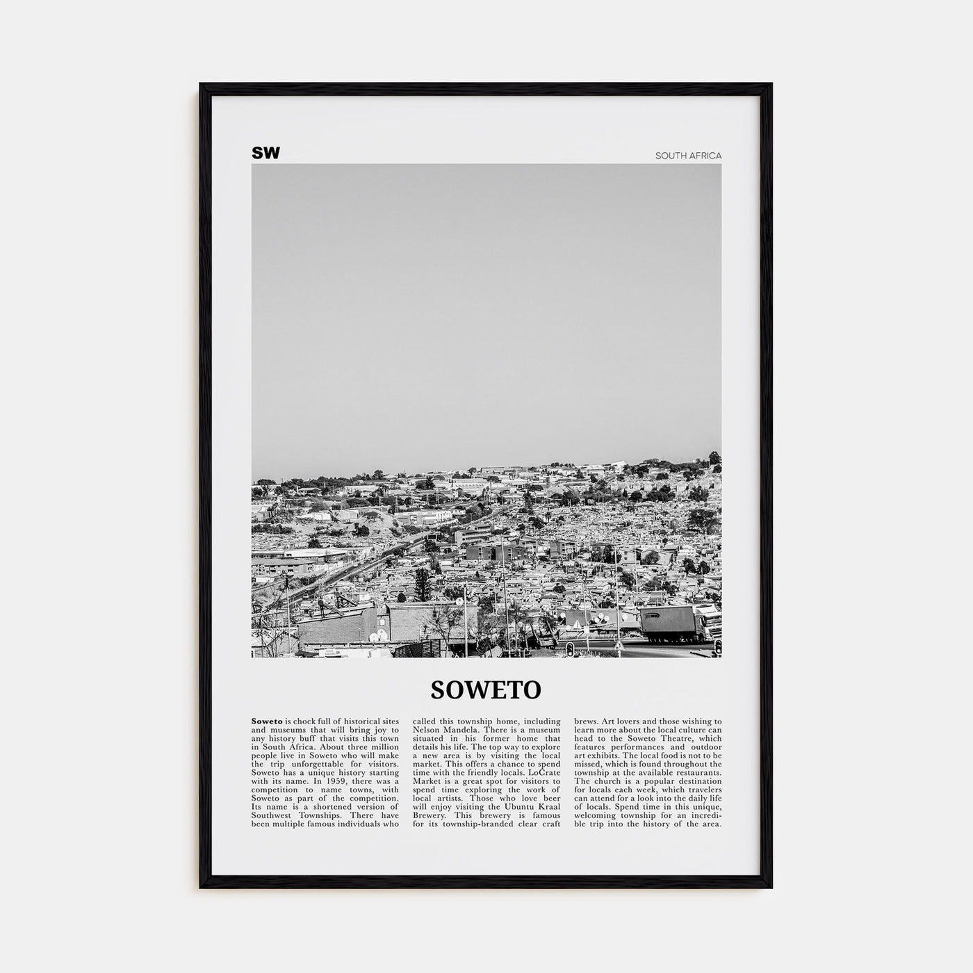 Soweto Travel B&W Poster