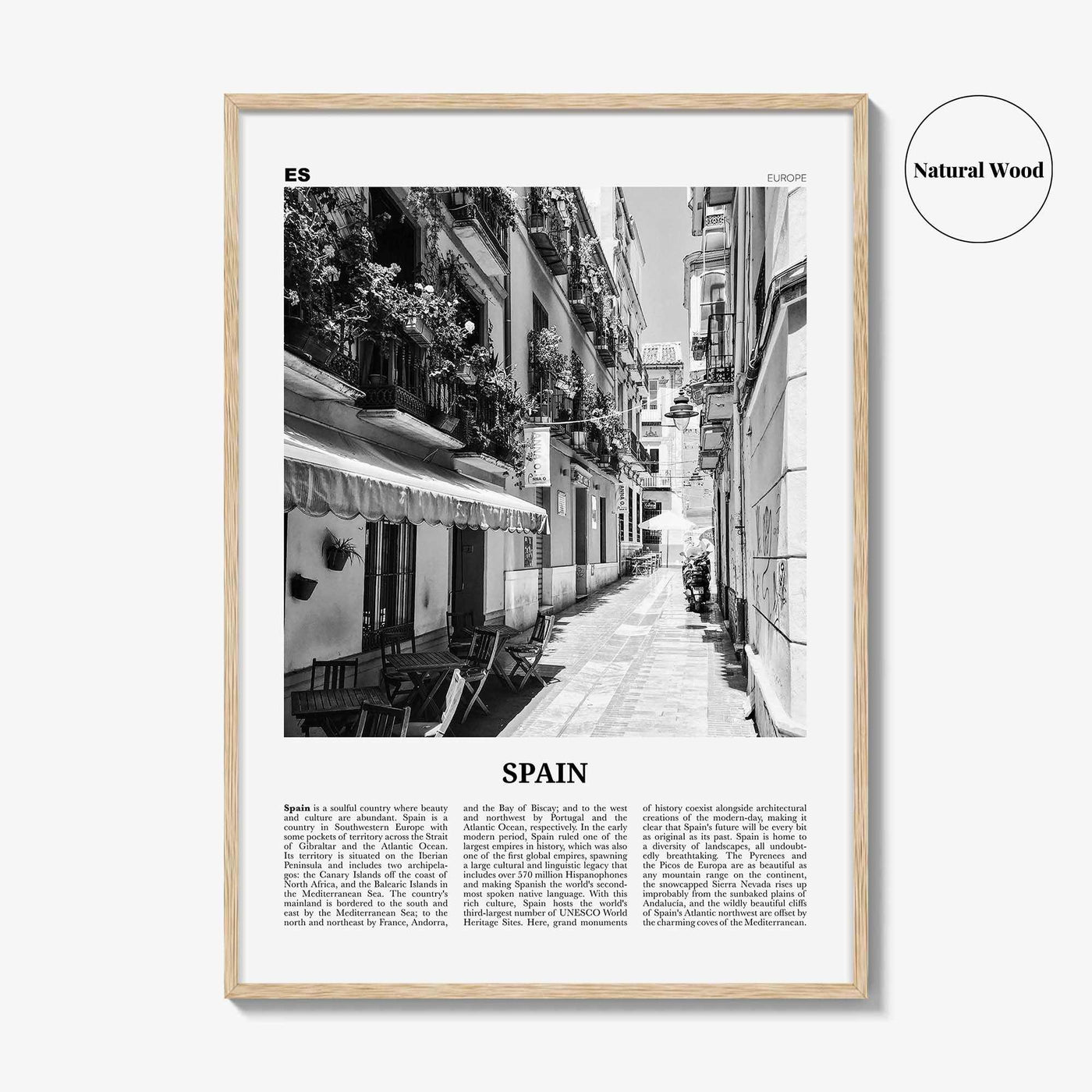 Spain Print Black and White No 1, Spain Wall Art, Spain Poster, Spain Photo, Spain Wall Decor, España, Madrid, Barcelona, Andalusia