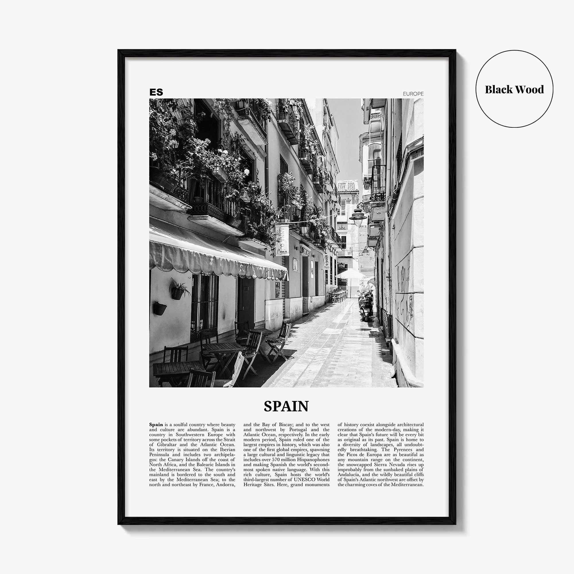 Spain Print Black and White No 1, Spain Wall Art, Spain Poster, Spain Photo, Spain Wall Decor, España, Madrid, Barcelona, Andalusia