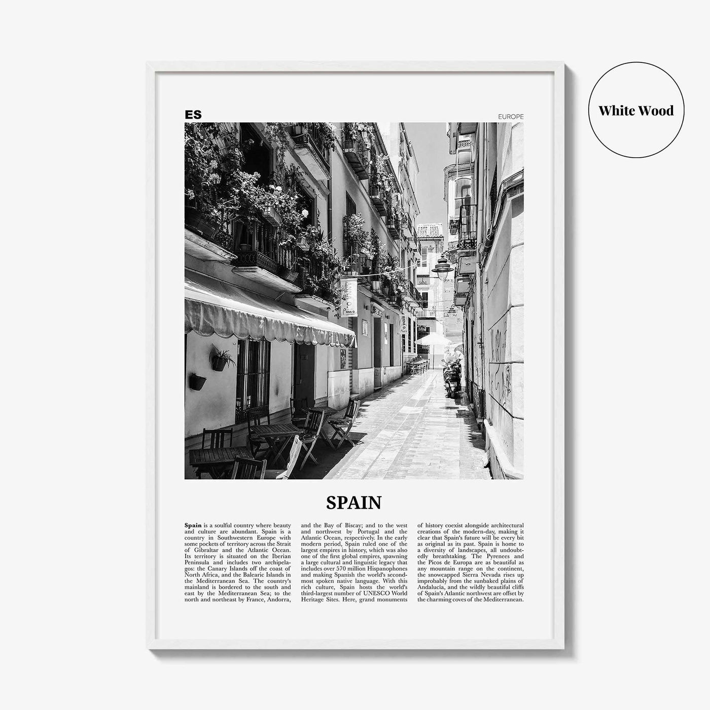 Spain Print Black and White No 1, Spain Wall Art, Spain Poster, Spain Photo, Spain Wall Decor, España, Madrid, Barcelona, Andalusia