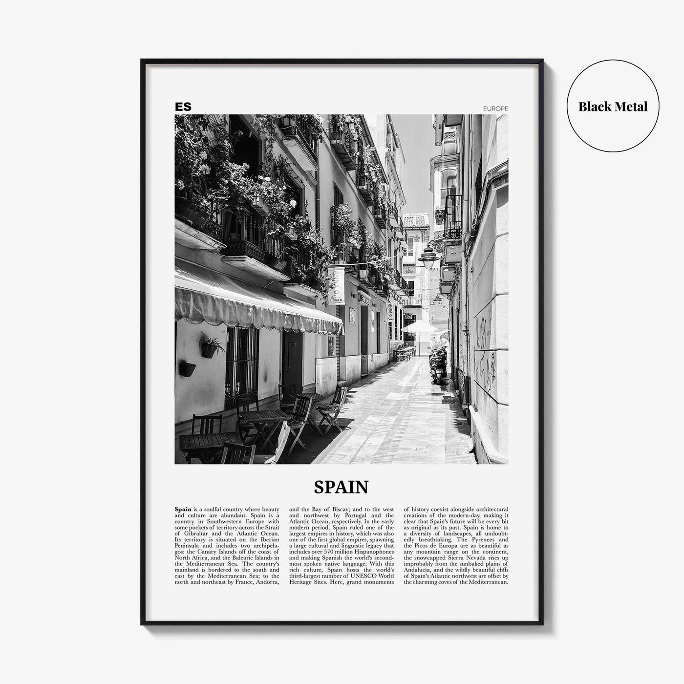 Spain Print Black and White No 1, Spain Wall Art, Spain Poster, Spain Photo, Spain Wall Decor, España, Madrid, Barcelona, Andalusia