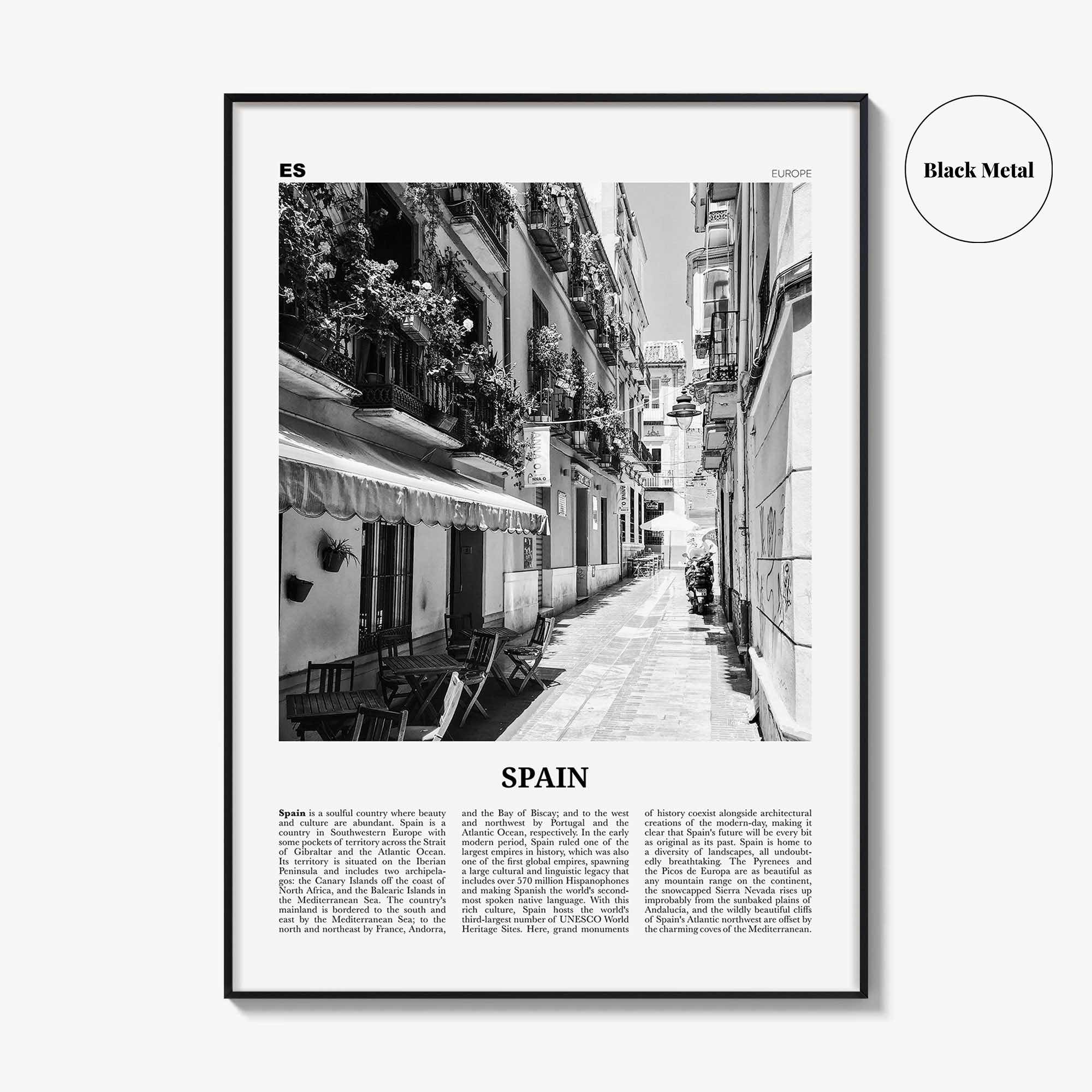Spain Print Black and White No 1, Spain Wall Art, Spain Poster, Spain Photo, Spain Wall Decor, España, Madrid, Barcelona, Andalusia