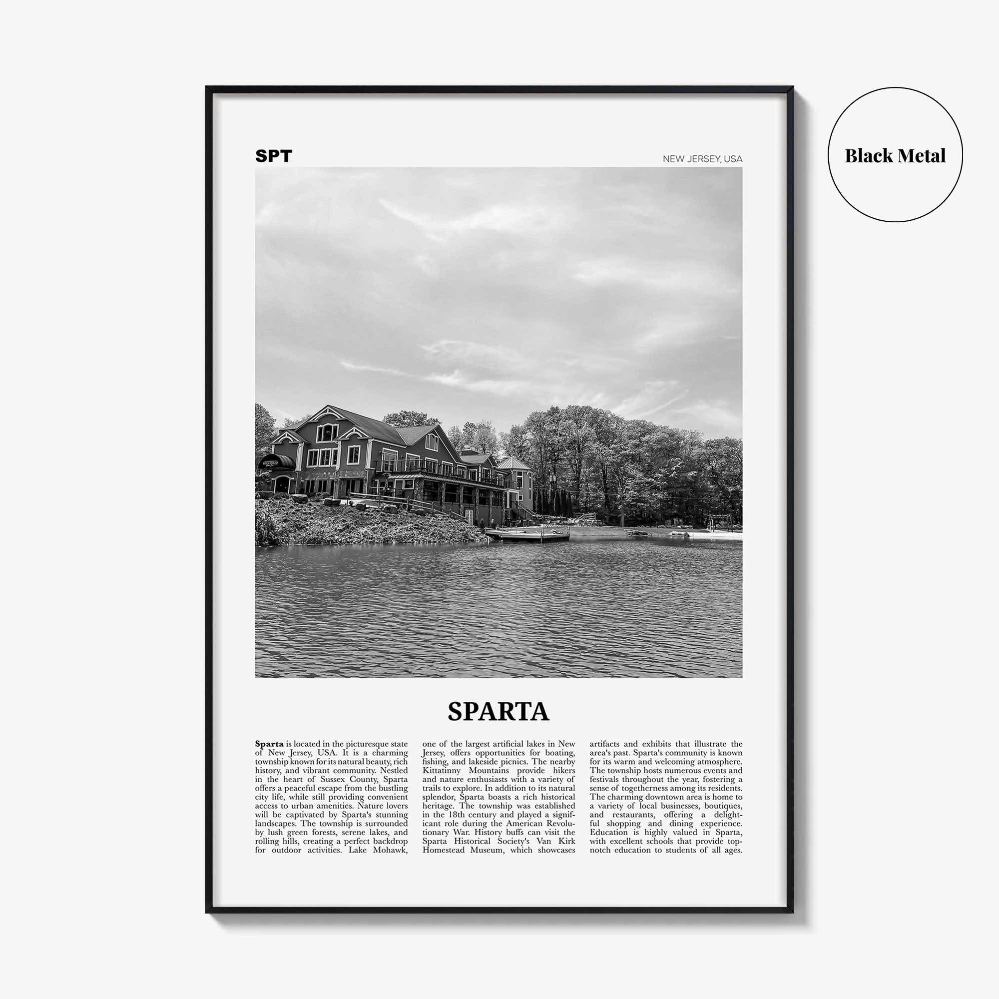 Sparta Print Black and White, Sparta Wall Art, Sparta Poster, Sparta Photo, Sparta Wall Décor, Sparta Map Poster