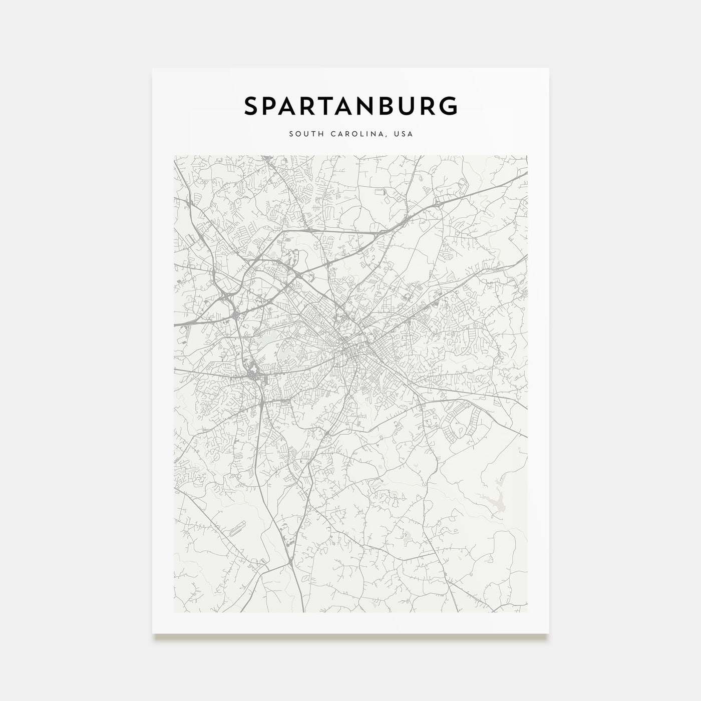 Spartanburg Map Portrait Poster