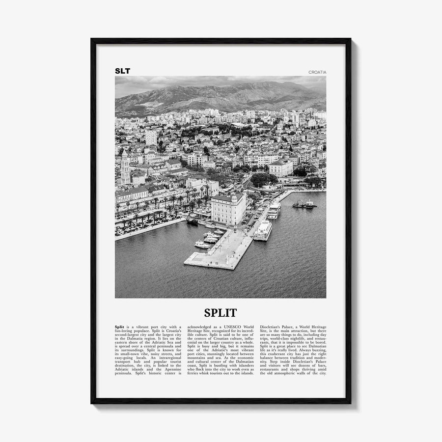 Split Print Black and White, Split Wall Art, Split Poster, Split Photo, Split Wall Decor, Croatia, Dalmatia, Hrvatska, Europe