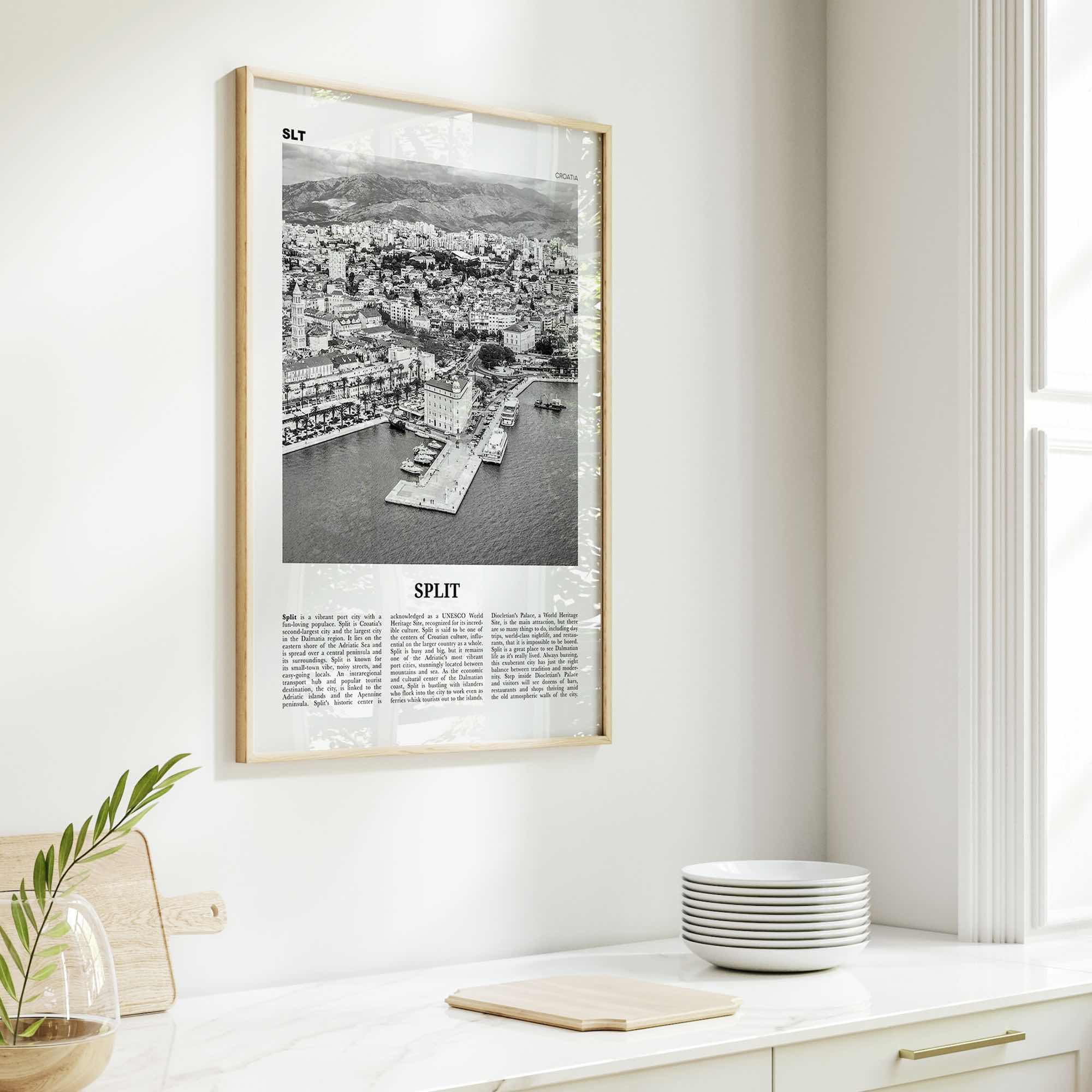 Split Print Black and White, Split Wall Art, Split Poster, Split Photo, Split Wall Decor, Croatia, Dalmatia, Hrvatska, Europe