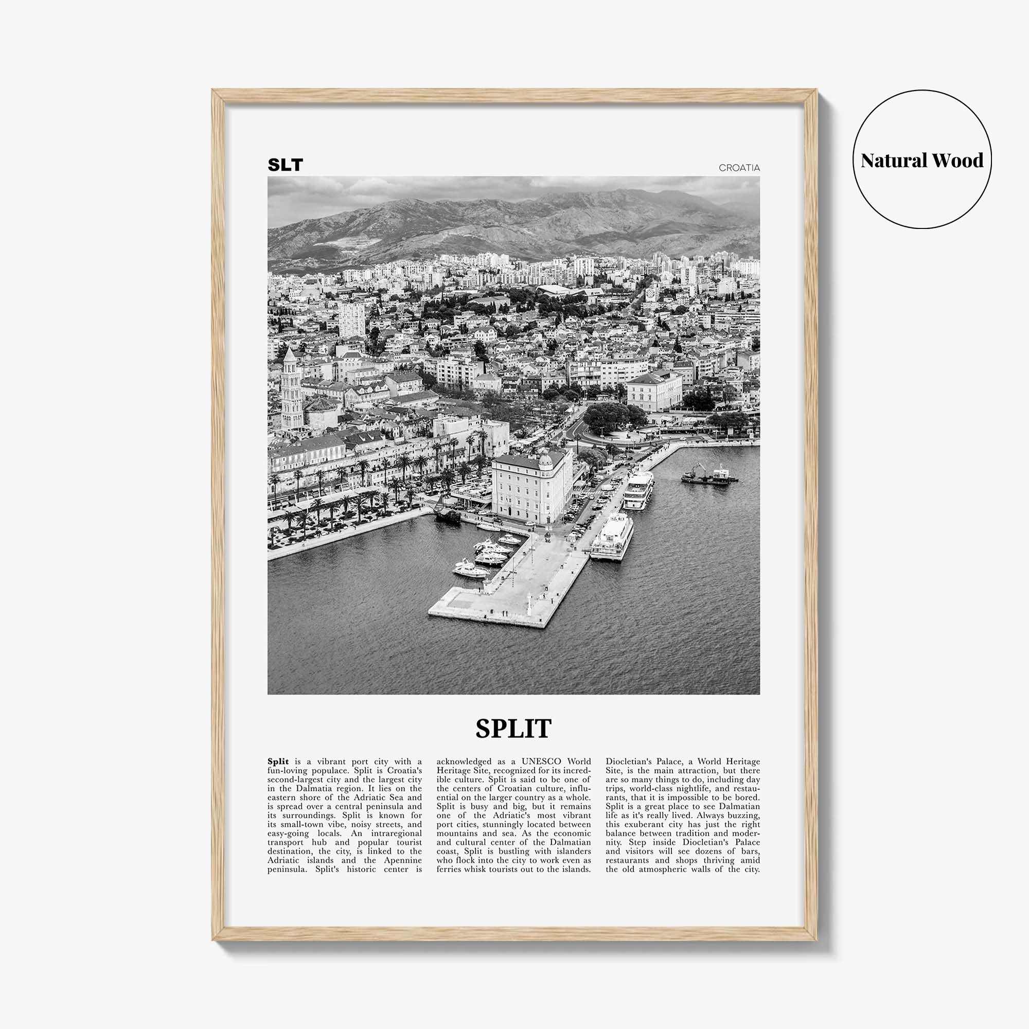 Split Print Black and White, Split Wall Art, Split Poster, Split Photo, Split Wall Decor, Croatia, Dalmatia, Hrvatska, Europe