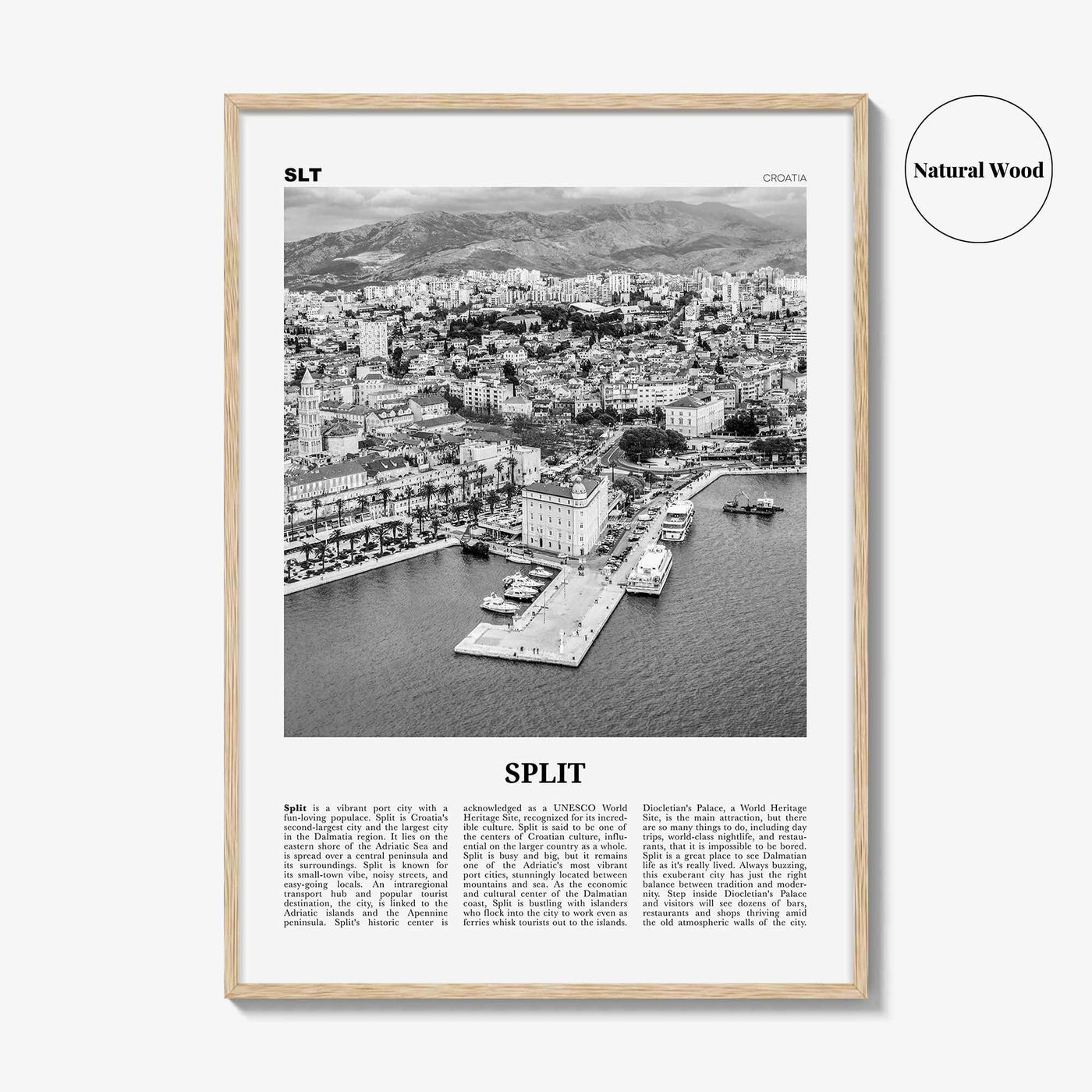 Split Print Black and White, Split Wall Art, Split Poster, Split Photo, Split Wall Decor, Croatia, Dalmatia, Hrvatska, Europe
