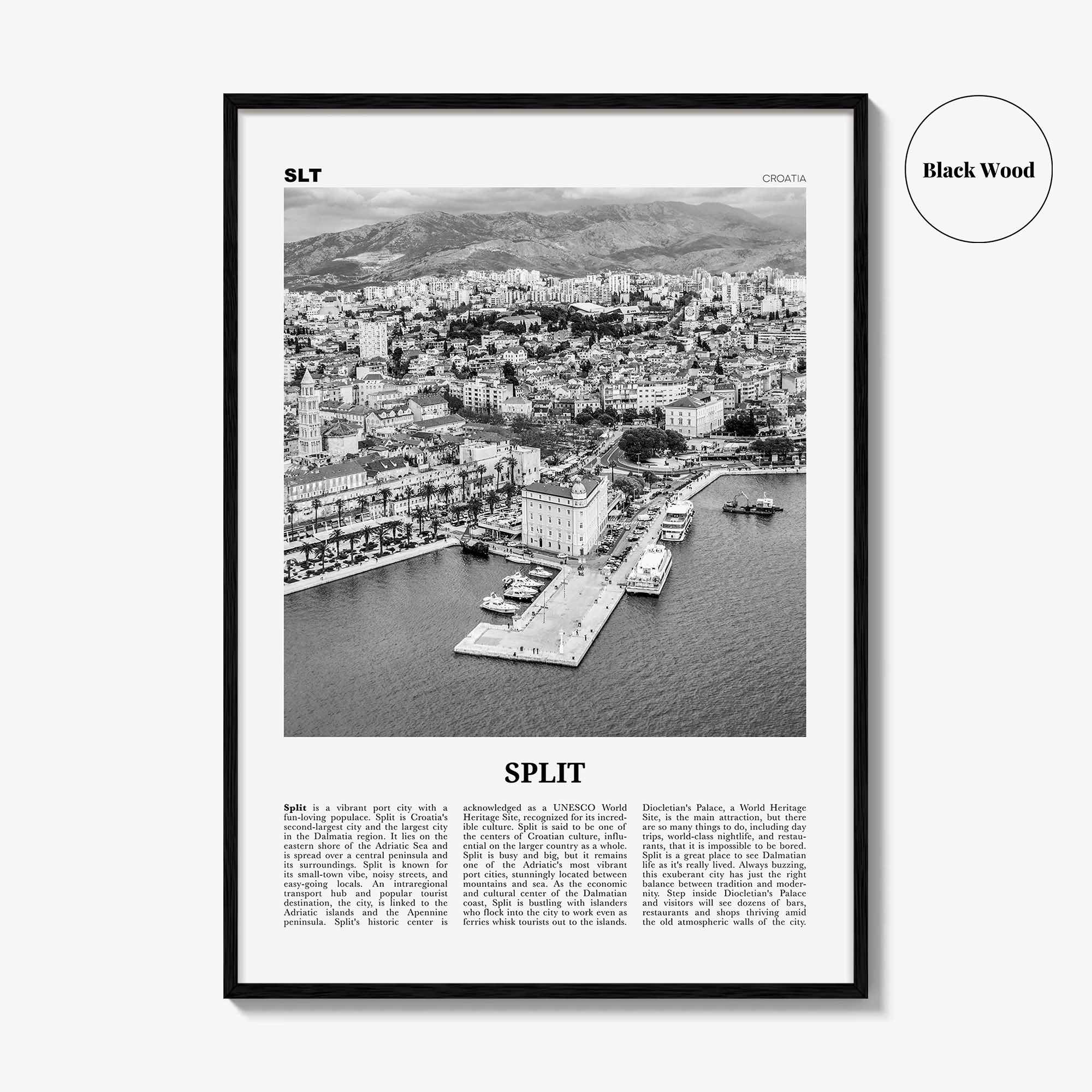 Split Print Black and White, Split Wall Art, Split Poster, Split Photo, Split Wall Decor, Croatia, Dalmatia, Hrvatska, Europe