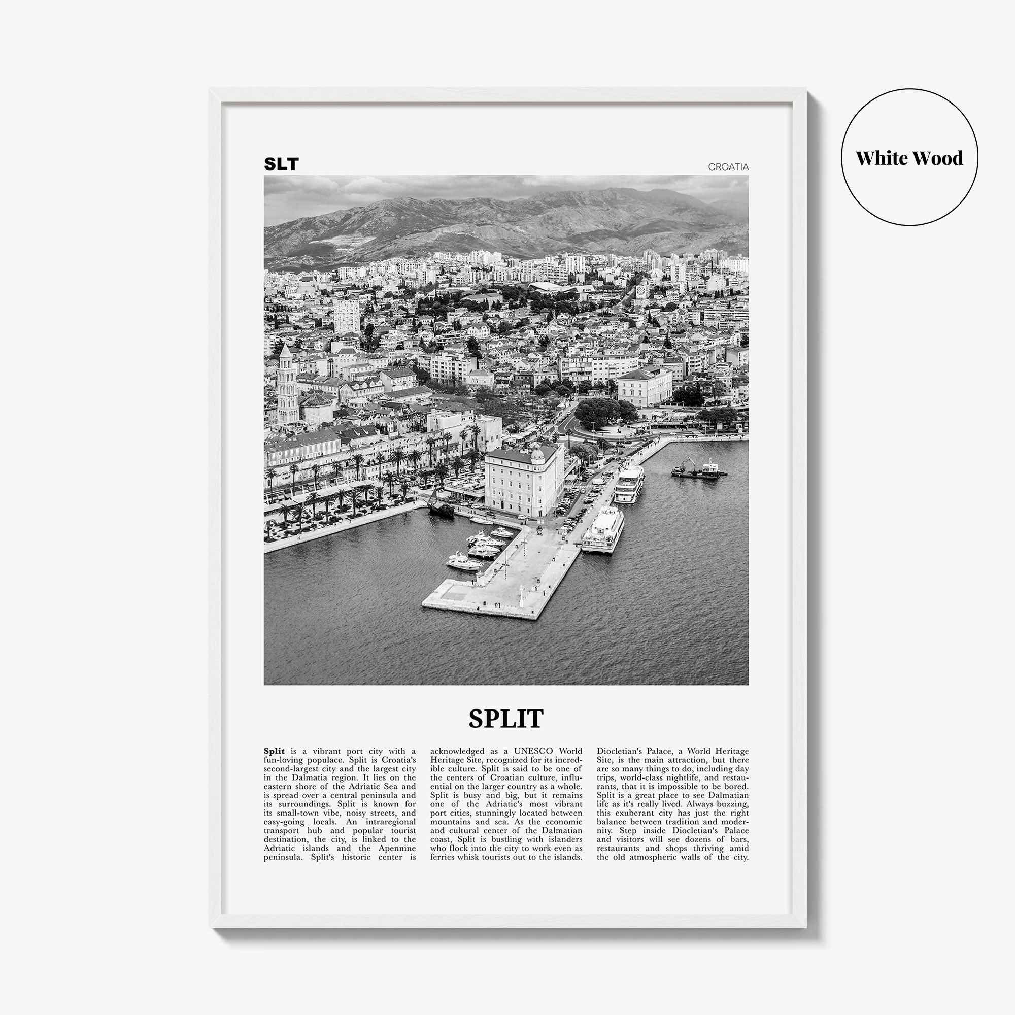 Split Print Black and White, Split Wall Art, Split Poster, Split Photo, Split Wall Decor, Croatia, Dalmatia, Hrvatska, Europe
