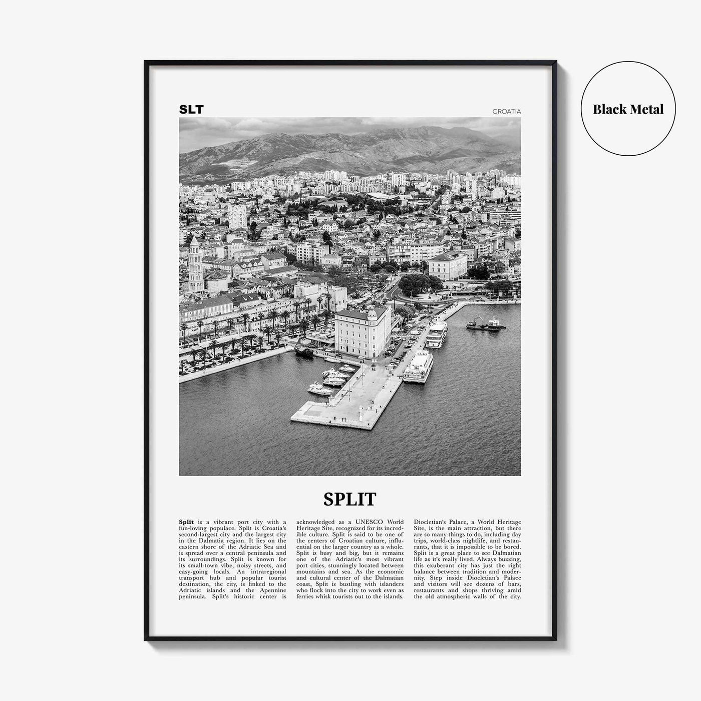 Split Print Black and White, Split Wall Art, Split Poster, Split Photo, Split Wall Decor, Croatia, Dalmatia, Hrvatska, Europe