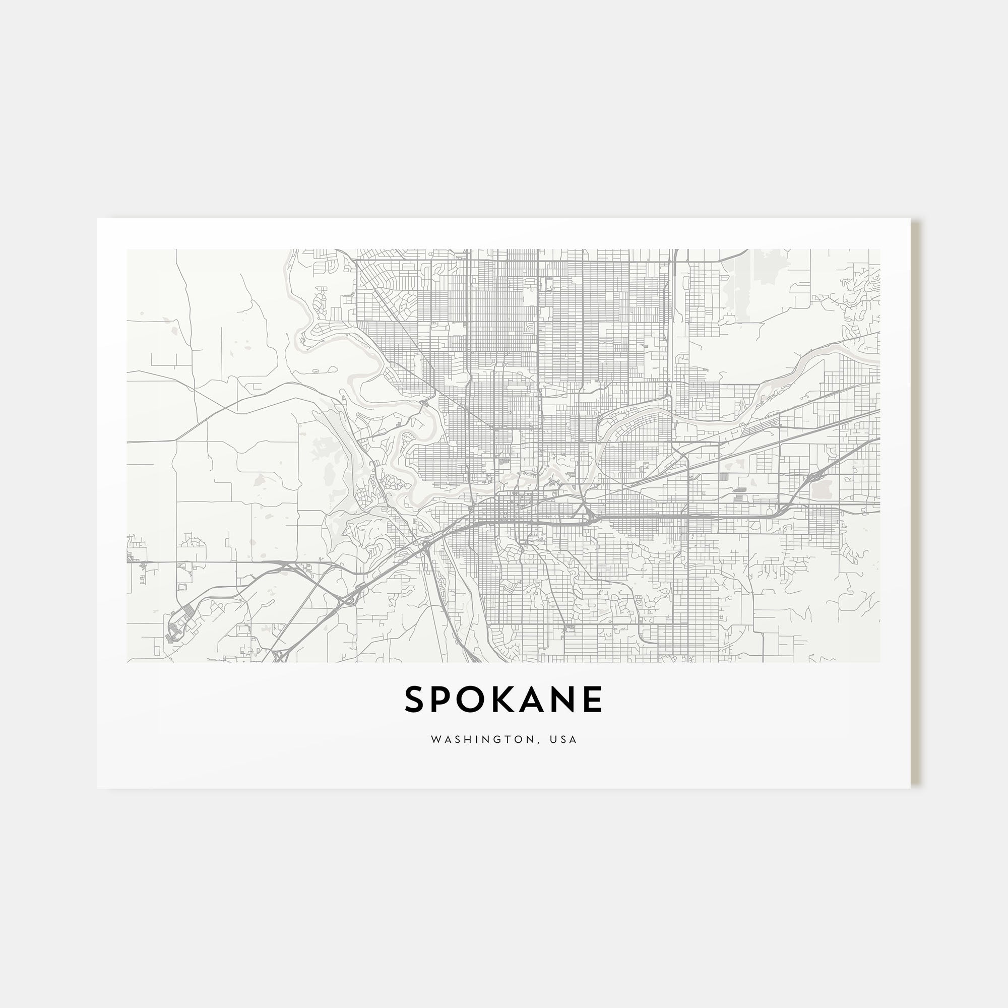 Spokane Map Landscape Poster