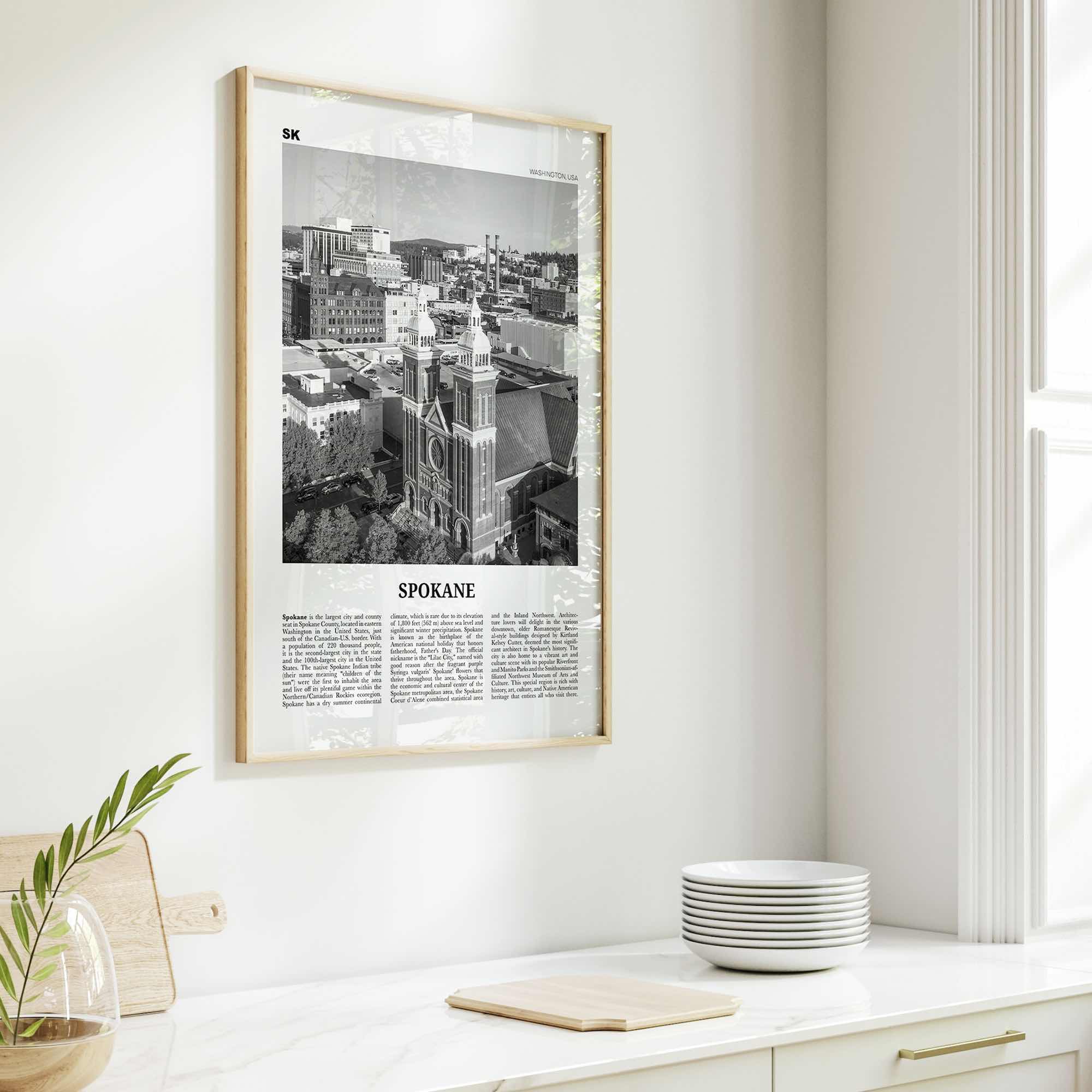 Spokane Print Black and White No 1, Spokane Wall Art, Spokane Poster, Spokane Photo, Spokane Décor, Washington, USA, United States, America