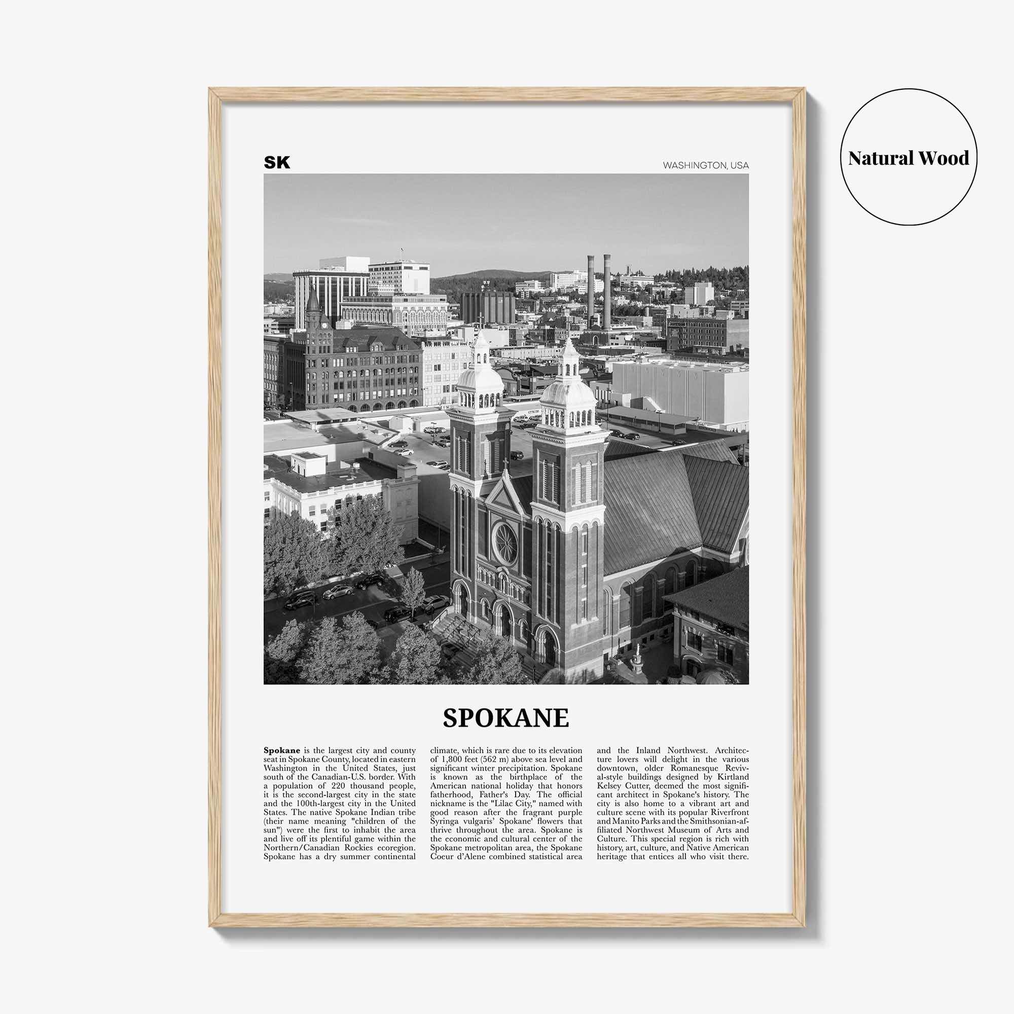 Spokane Print Black and White No 1, Spokane Wall Art, Spokane Poster, Spokane Photo, Spokane Décor, Washington, USA, United States, America