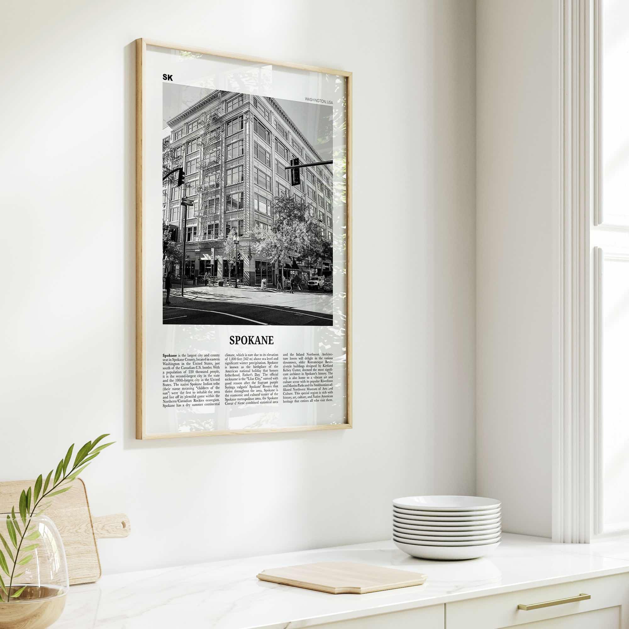 Spokane Print Black and White No 2, Spokane Wall Art, Spokane Poster, Spokane Photo, Spokane Décor, Washington, USA, United States