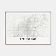 Springfield, Illinois Map Landscape Poster