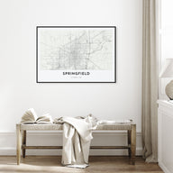 Springfield, Illinois Map Landscape Poster