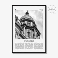Springfield Print Black and White Illinois, Springfield Wall Art, Springfield Poster, Springfield Photo, Springfield Map, United States