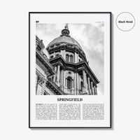 Springfield Print Black and White Illinois, Springfield Wall Art, Springfield Poster, Springfield Photo, Springfield Map, United States
