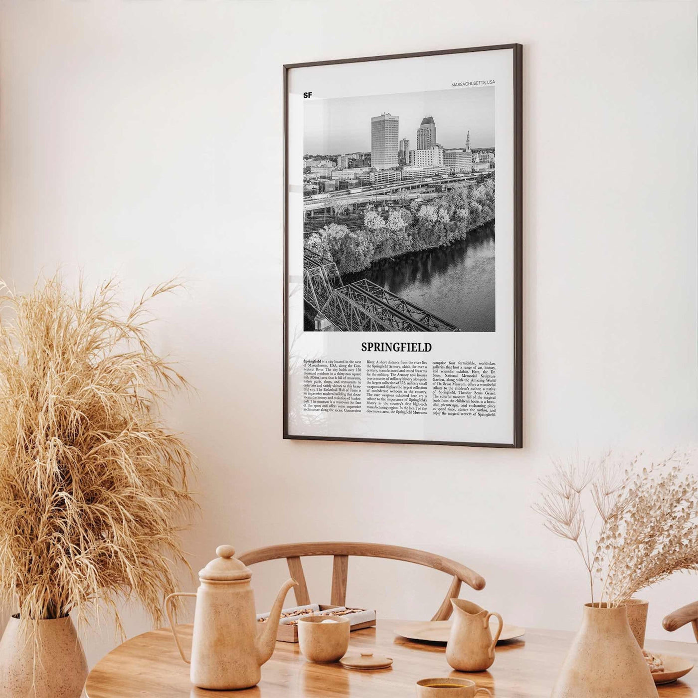 Springfield Print Black and White Massachusetts, Springfield Wall Art, Springfield Poster, Springfield Photo, Springfield Map, USA