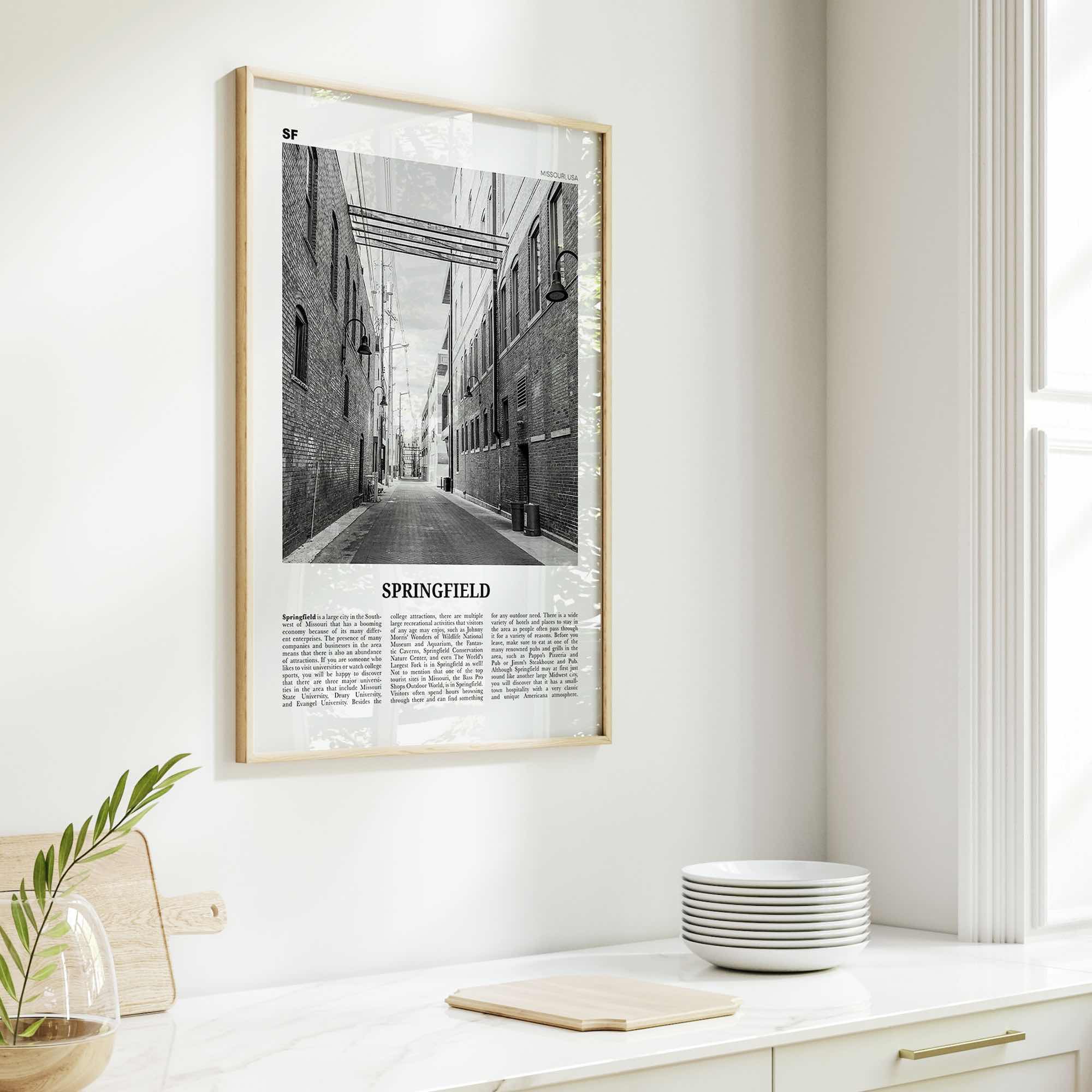 Springfield Print Black and White Missouri, Springfield Wall Art, Springfield Poster, Springfield Photo, Springfield Wall Décor, USA