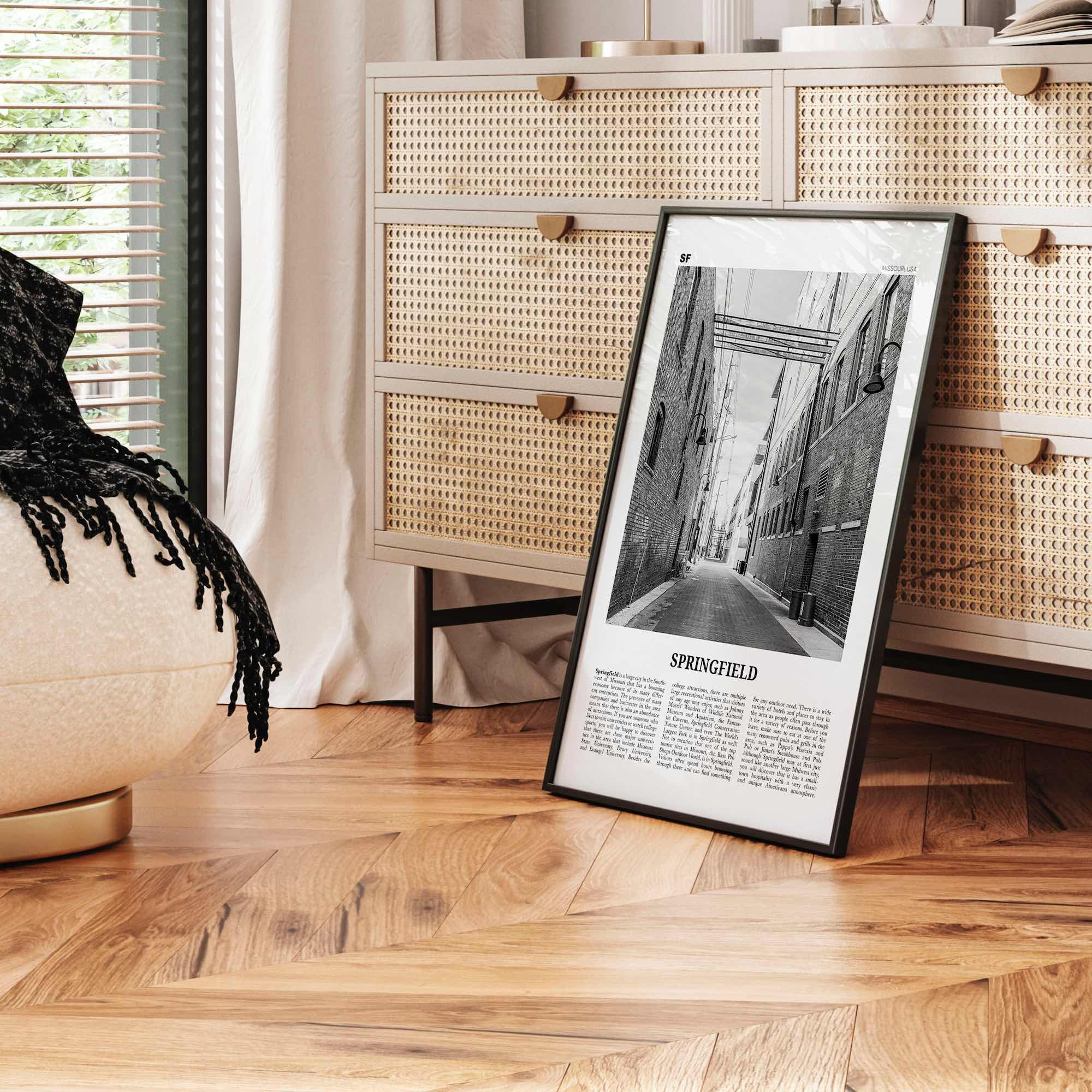 Springfield Print Black and White Missouri, Springfield Wall Art, Springfield Poster, Springfield Photo, Springfield Wall Décor, USA