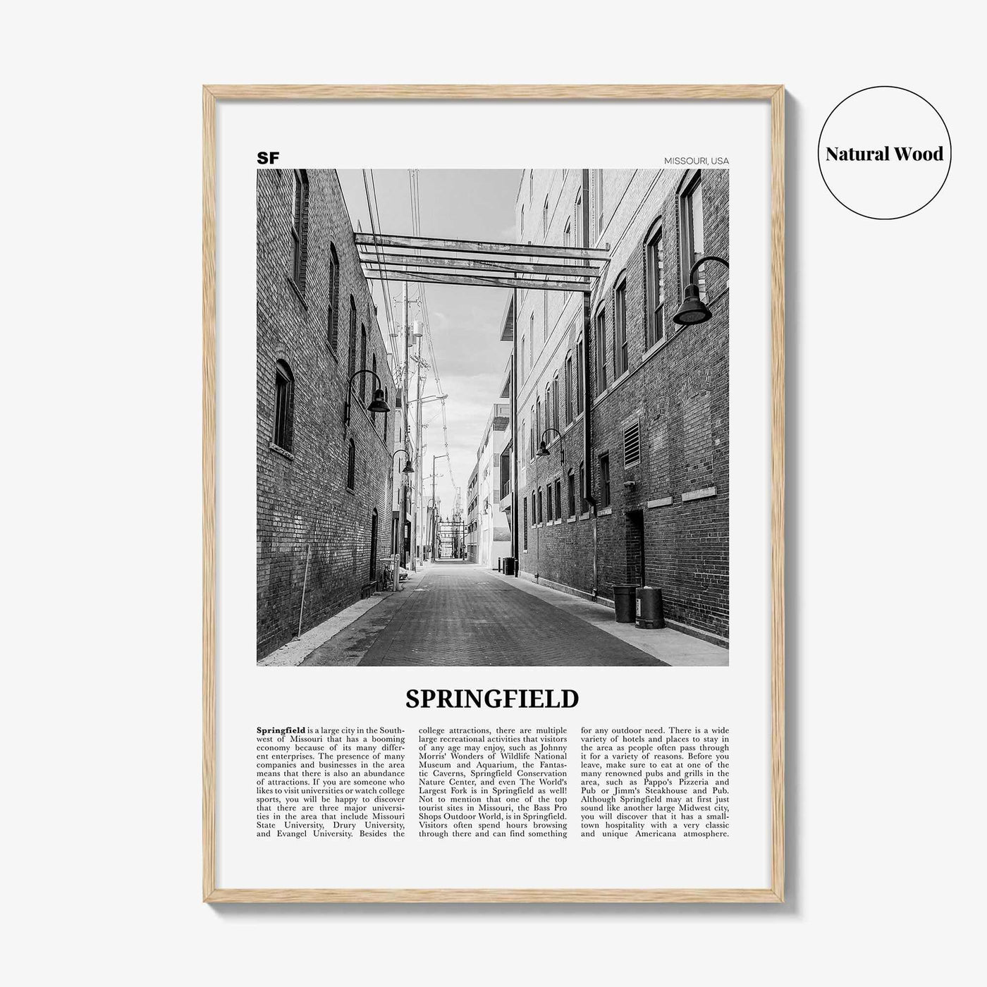 Springfield Print Black and White Missouri, Springfield Wall Art, Springfield Poster, Springfield Photo, Springfield Wall Décor, USA