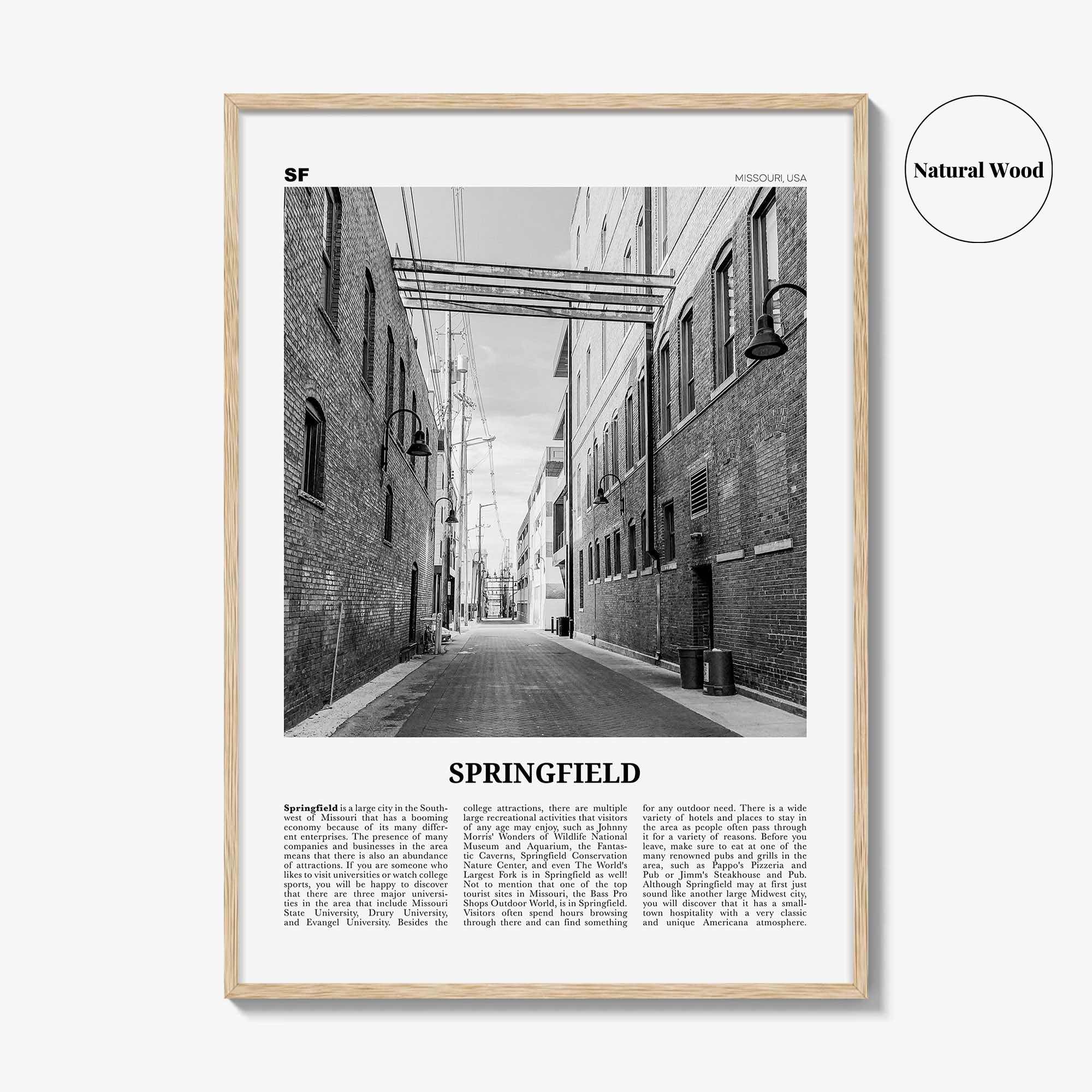 Springfield Print Black and White Missouri, Springfield Wall Art, Springfield Poster, Springfield Photo, Springfield Wall Décor, USA