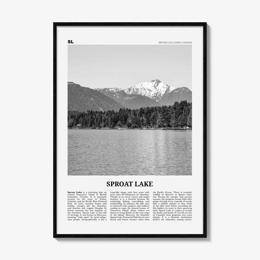 Sproat Lake Print Black and White, Sproat Lake Wall Art, Sproat Lake Poster, Sproat Lake Photo, Sproat Lake Wall Décor, Sproat Lake Map