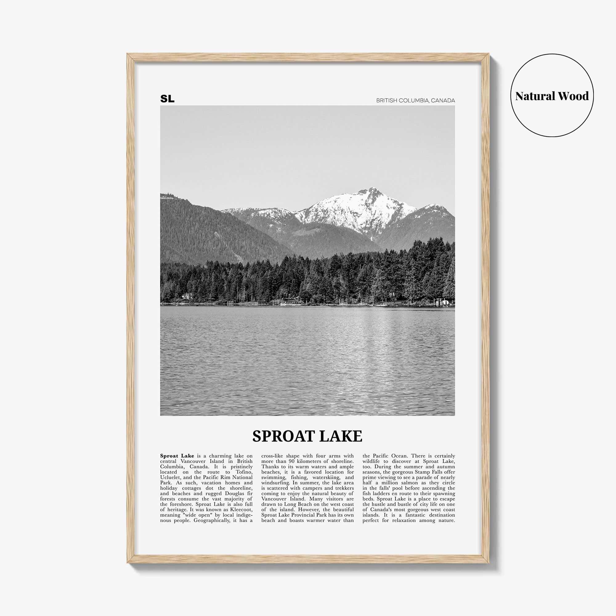 Sproat Lake Print Black and White, Sproat Lake Wall Art, Sproat Lake Poster, Sproat Lake Photo, Sproat Lake Wall Décor, Sproat Lake Map