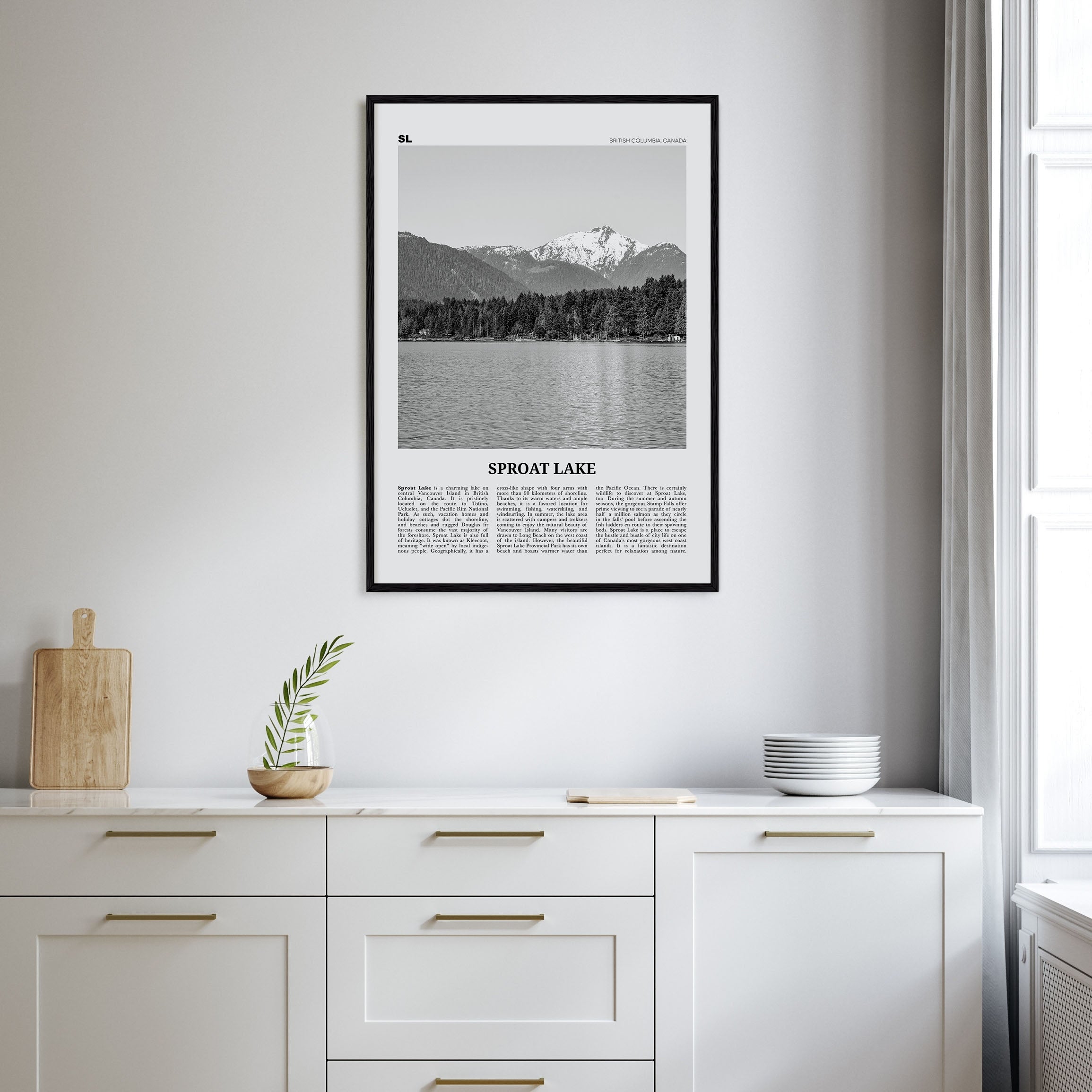 Sproat Lake Travel B&W Poster