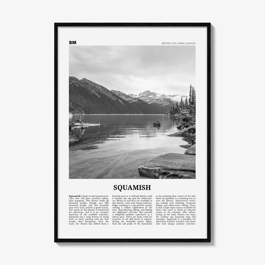 Squamish Print Black and White, Squamish Wall Art, Squamish Poster, Squamish Photo, Squamish Wall Décor, British Columbia, Canada