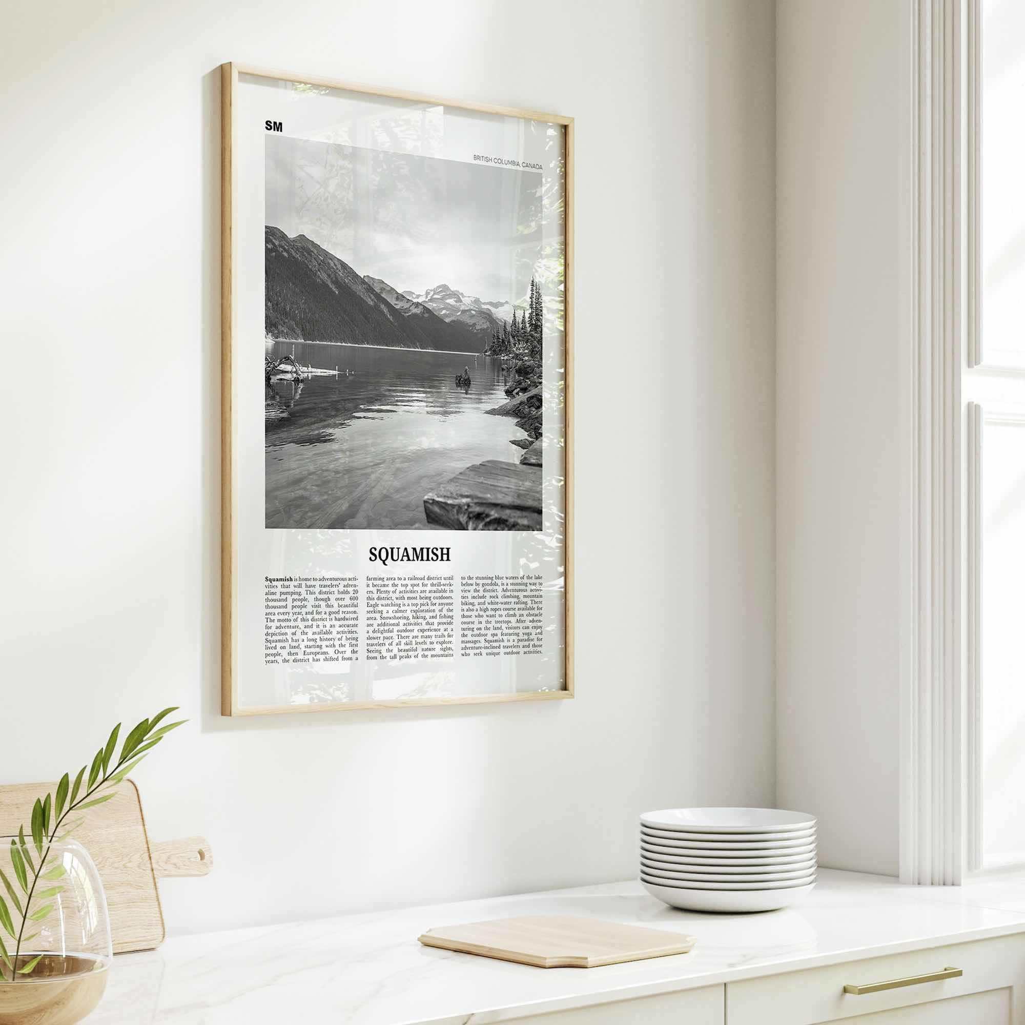 Squamish Print Black and White, Squamish Wall Art, Squamish Poster, Squamish Photo, Squamish Wall Décor, British Columbia, Canada