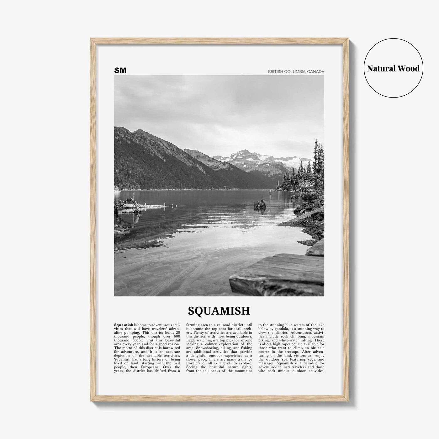 Squamish Print Black and White, Squamish Wall Art, Squamish Poster, Squamish Photo, Squamish Wall Décor, British Columbia, Canada