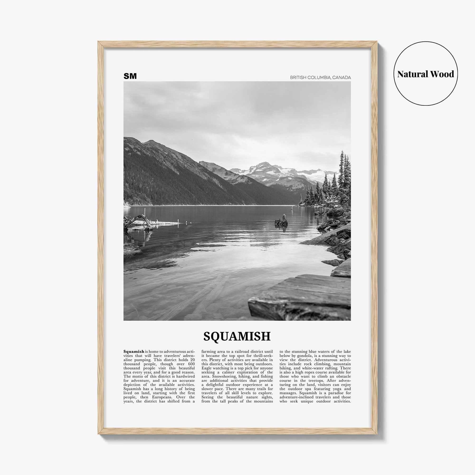 Squamish Print Black and White, Squamish Wall Art, Squamish Poster, Squamish Photo, Squamish Wall Décor, British Columbia, Canada