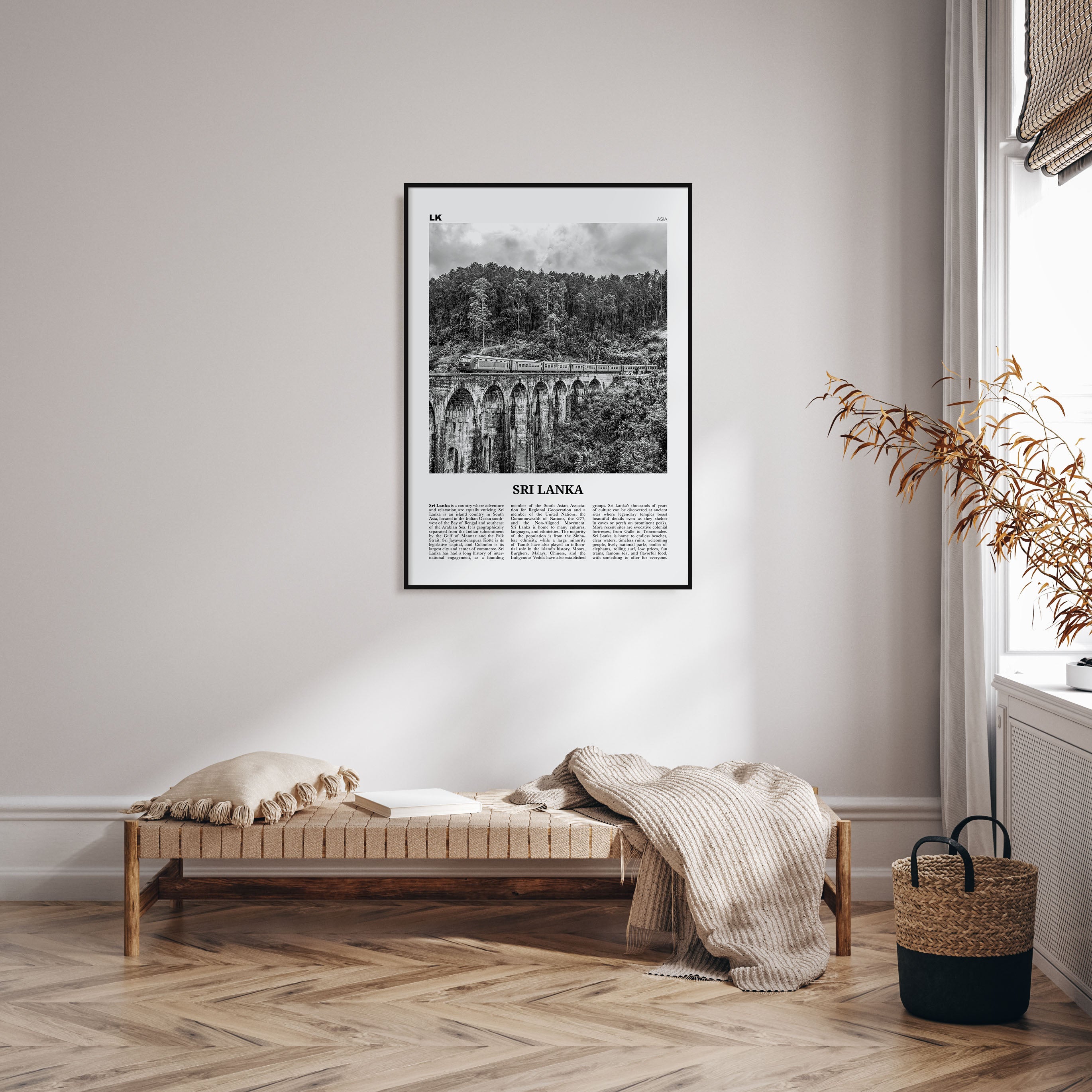 Sri Lanka Travel B&W Poster