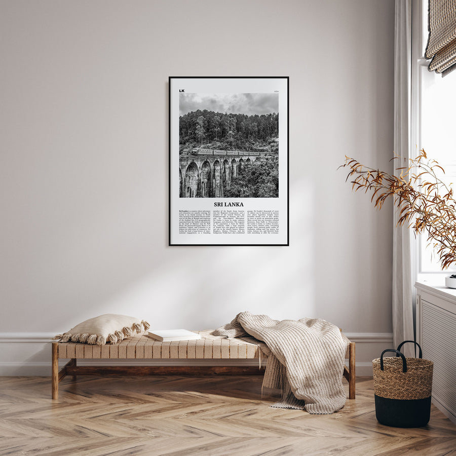 Sri Lanka Travel B&W Poster