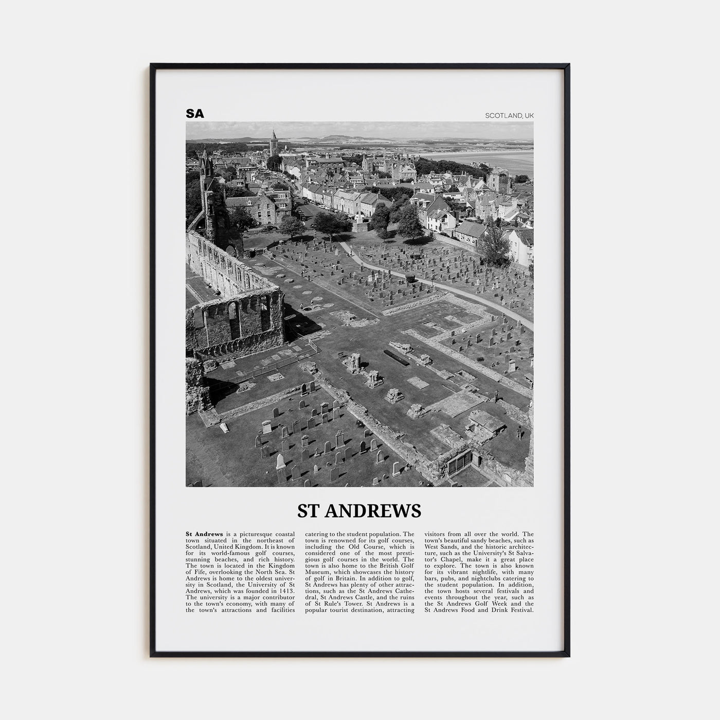 St. Andrews Travel B&W Poster