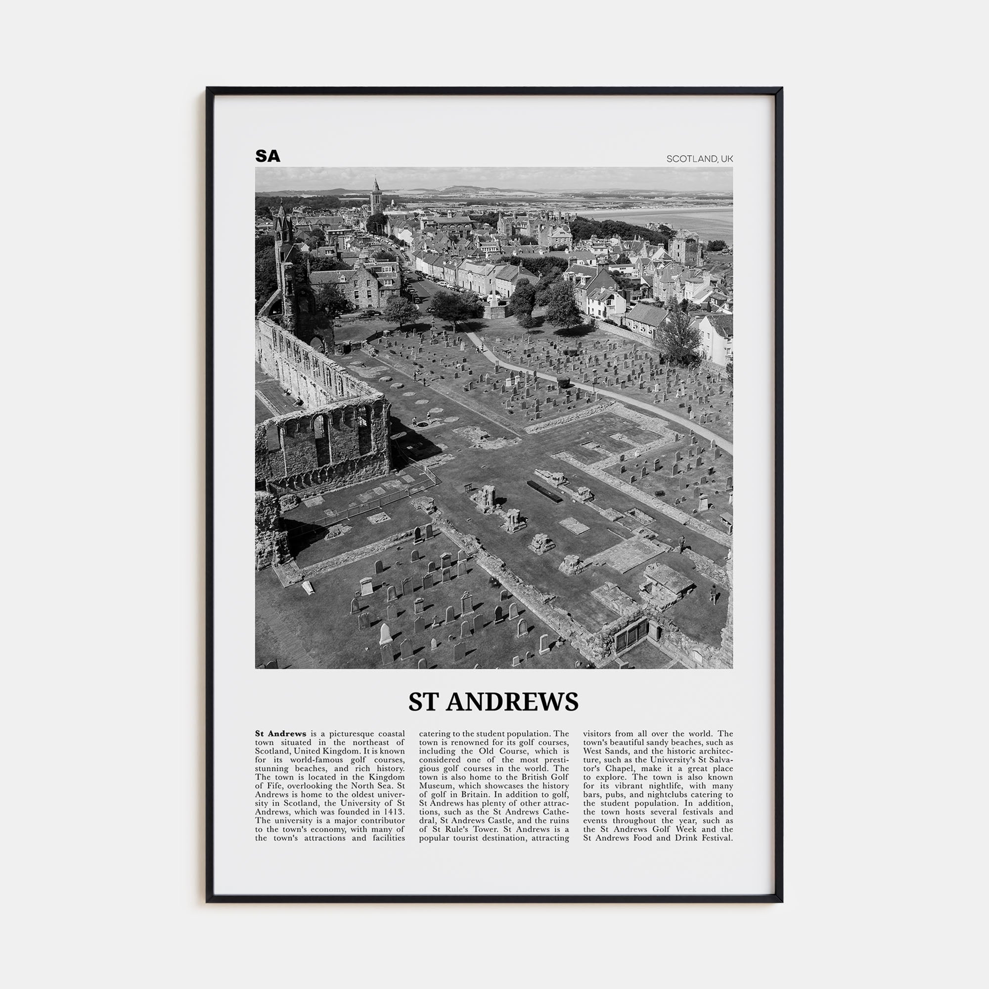 St. Andrews Travel B&W Poster