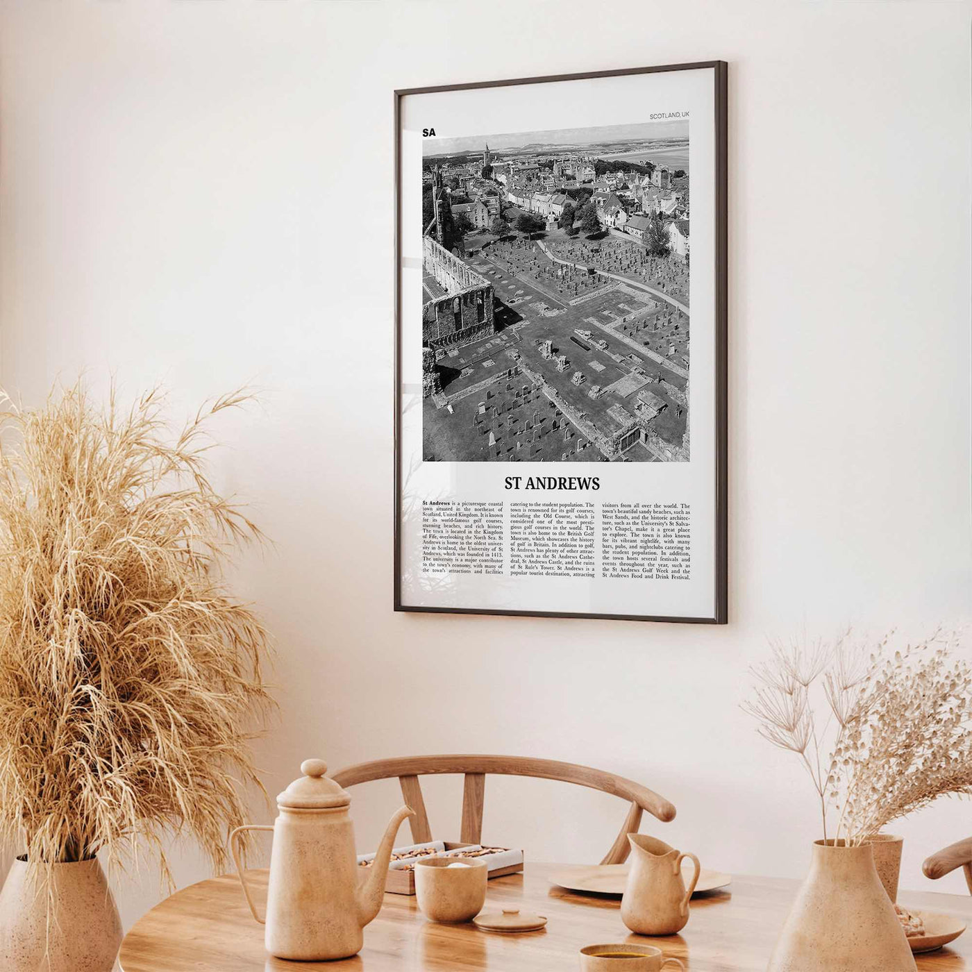 St Andrews Print Black and White, St Andrews Wall Art, St Andrews Poster, St Andrews Photo, Wall Décor, St Andrews Map, Scotland, UK