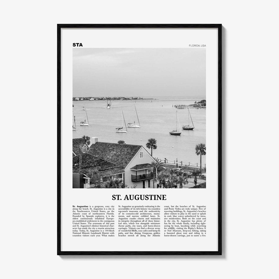 St Augustine Print Black and White No 1, St Augustine Wall Art, St Augustine Poster, Saint Augustine, Florida, USA, United States