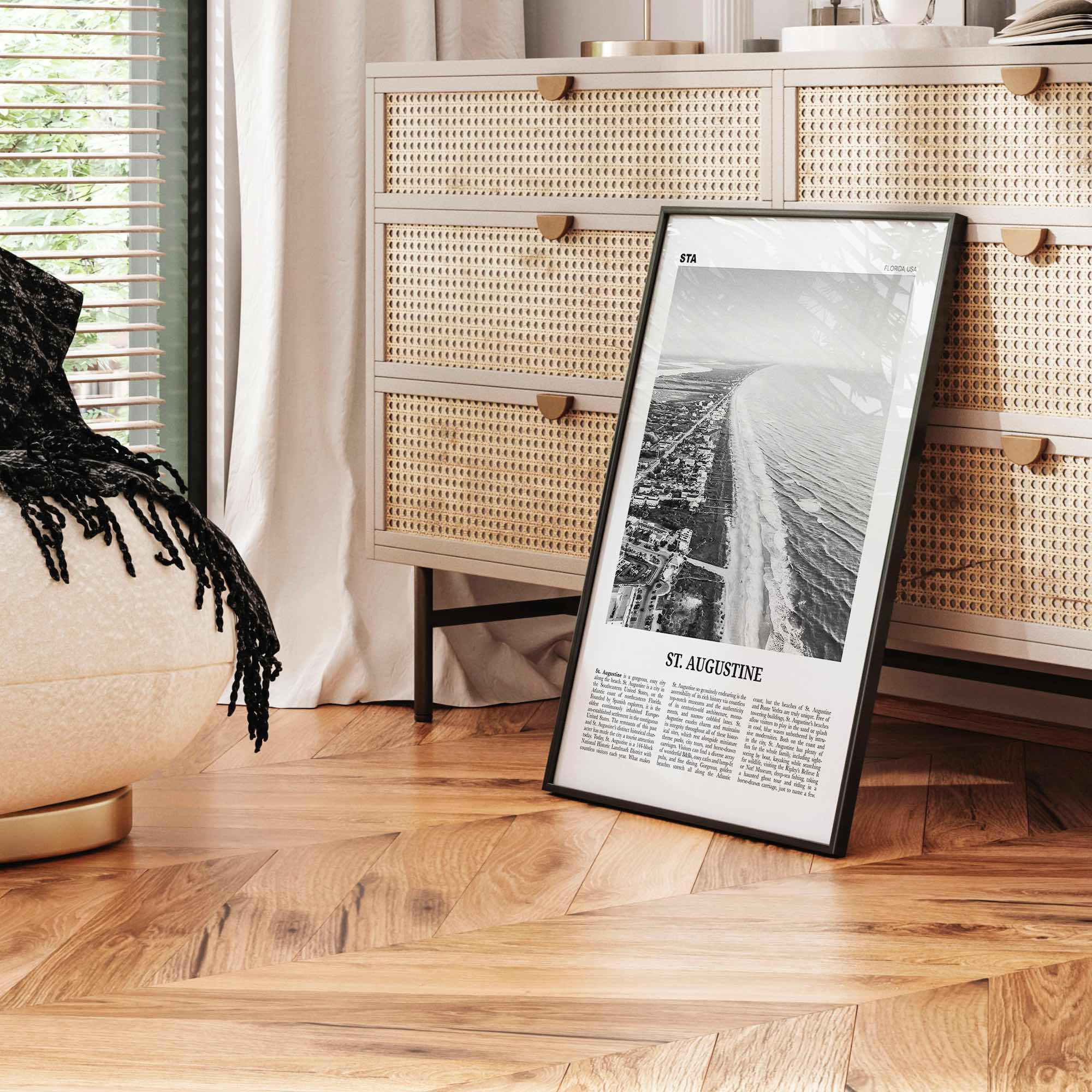 St Augustine Print Black and White No 2, St Augustine Wall Art, St Augustine Poster, Saint Augustine, Florida, USA, United States