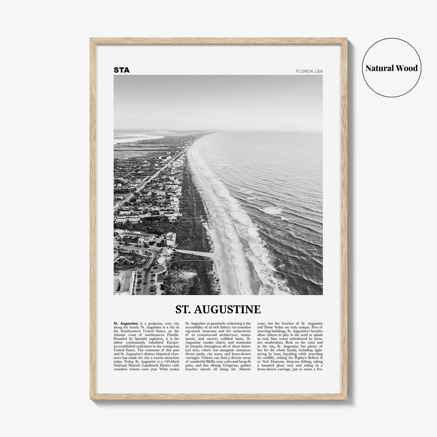 St Augustine Print Black and White No 2, St Augustine Wall Art, St Augustine Poster, Saint Augustine, Florida, USA, United States