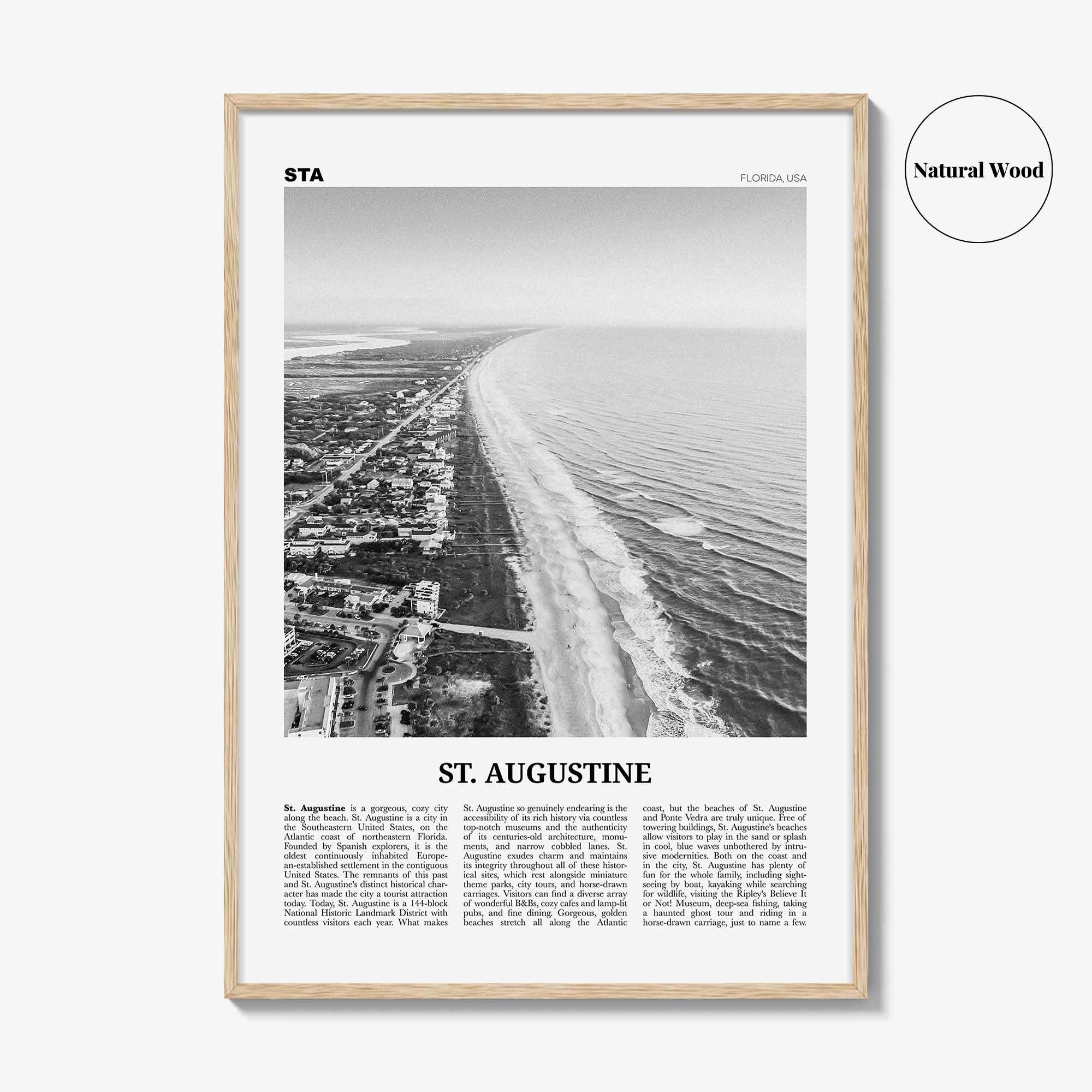 St Augustine Print Black and White No 2, St Augustine Wall Art, St Augustine Poster, Saint Augustine, Florida, USA, United States