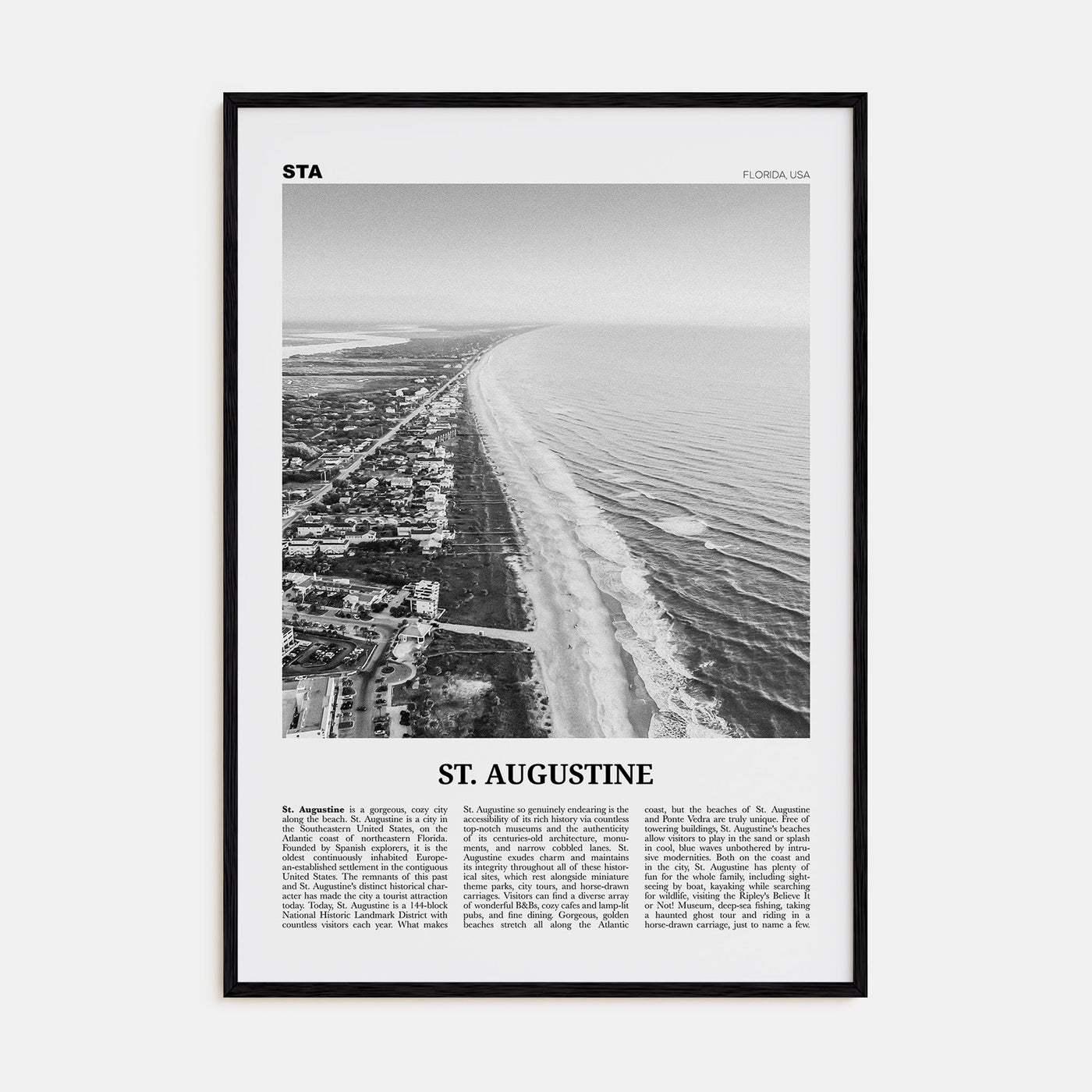 St. Augustine Travel B&W No 2 Poster