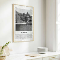 St Charles Print Black and White Illinois, St Charles Wall Art, St Charles Poster, St Charles Photo, St Charles Wall Décor, St Charles Map