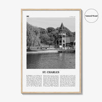 St Charles Print Black and White Illinois, St Charles Wall Art, St Charles Poster, St Charles Photo, St Charles Wall Décor, St Charles Map