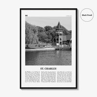 St Charles Print Black and White Illinois, St Charles Wall Art, St Charles Poster, St Charles Photo, St Charles Wall Décor, St Charles Map