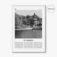 St Charles Print Black and White Illinois, St Charles Wall Art, St Charles Poster, St Charles Photo, St Charles Wall Décor, St Charles Map